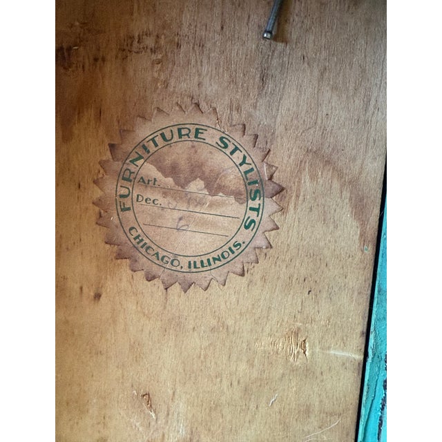 1930s Occasional or Cocktail Table by Furniture Stylists, Chicago Hand-Painted Florals Green Paint For Sale - Image 4 of 4