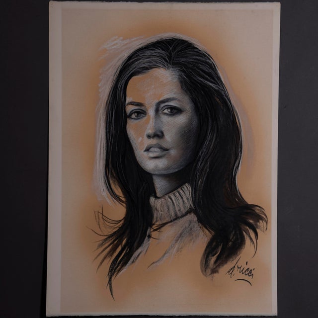 Dante Ricci, Portrait, 1970s, Mixed Media For Sale - Image 4 of 8