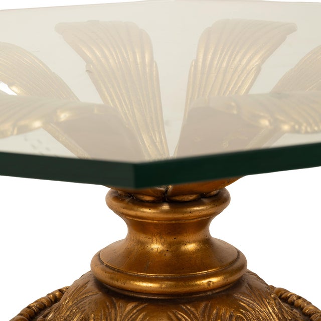 Metal 1970s Hollywood Regency Gilded Metal Flower Petal Coffee Table Mid Century For Sale - Image 7 of 12