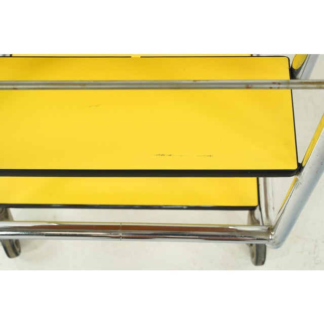 Wood 1950s Mid Century Modern Rolling Bar Cart For Sale - Image 7 of 9