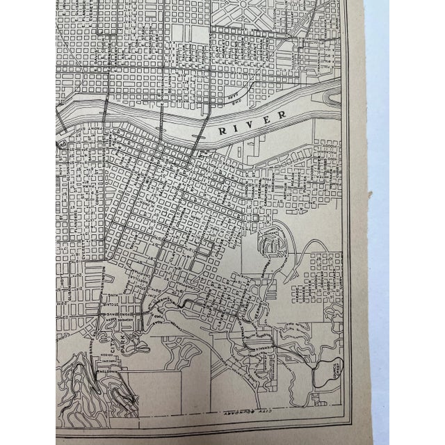 American Antique 1920s Portland Oregon City Map For Sale - Image 3 of 7