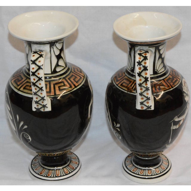 1950s Pair of Neoclassical Vases With Greek Key Details For Sale - Image 5 of 9