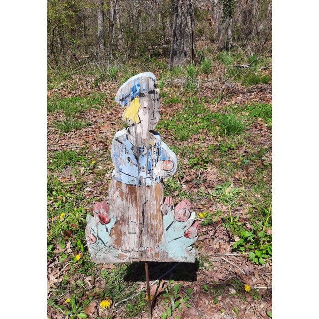 Wood Rustic Garden Decor Painted Wood Dutch Boy Tulip Grandmillenial For Sale - Image 7 of 9