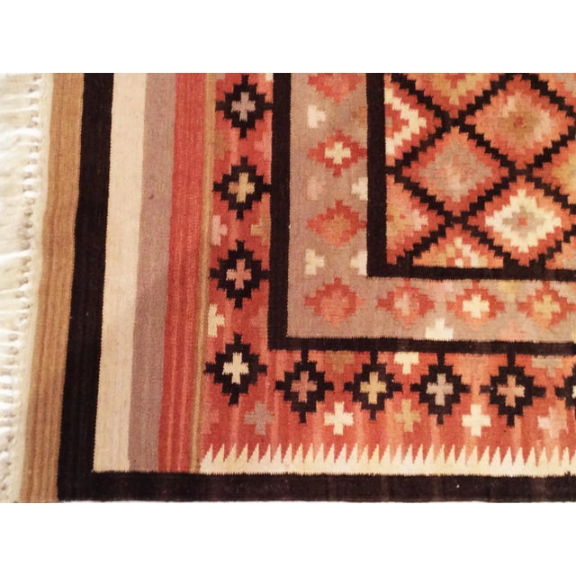 Brown Vintage American Southwestern Kilim Rug, Handwoven Wool, Geometric Pattern, 3x5 For Sale - Image 8 of 13