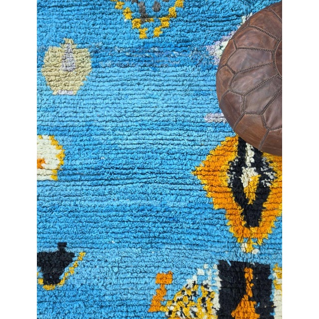 2020s Blue Handwoven Berber Wool Rug - 8.9 X 7.2 Ft For Sale - Image 5 of 9