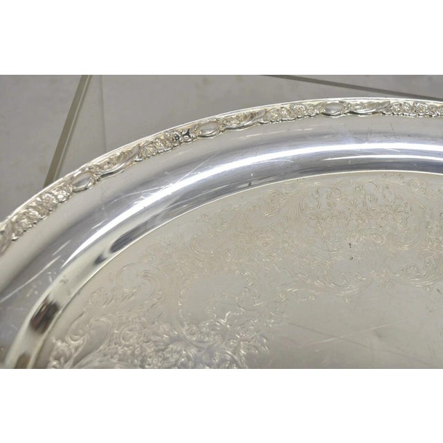 Metal Late 20th Century Wm Rogers & Son Victorian Rose 1982 Silver Plated Oval Serving Platter Tray For Sale - Image 7 of 12