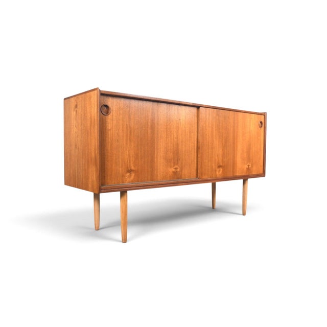 Mid 20th Century Arne Hovmand Olsen Credenza in Teak With Finished Back, Attributed For Sale - Image 11 of 13