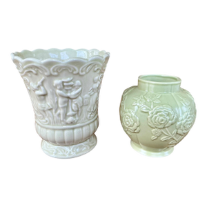 Pair of Vintage Ceramic Green Vaases