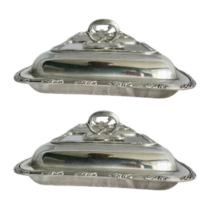 Edwardian Silver Plated Entree Dishes by Hukin and Heath, 1890s, Set of 2