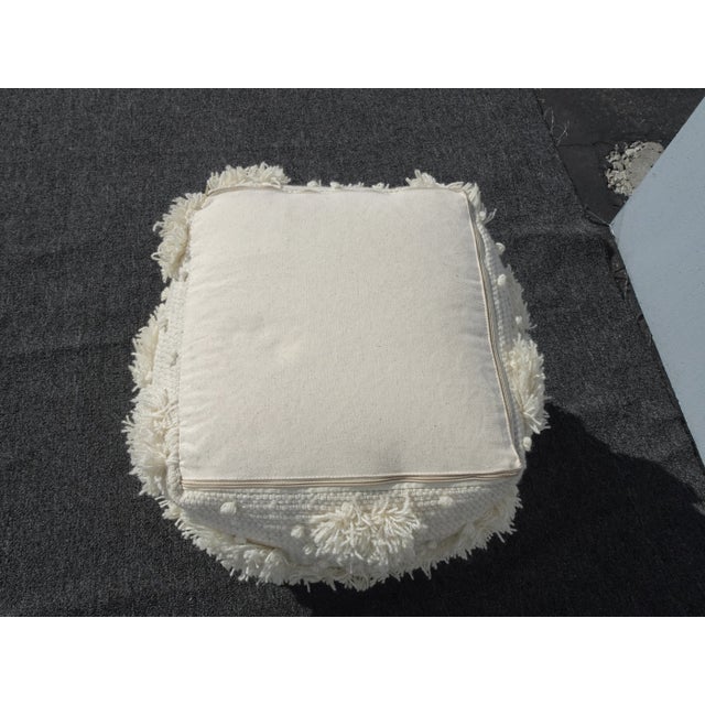 Modern Off White Pouf Ottoman For Sale - Image 11 of 13
