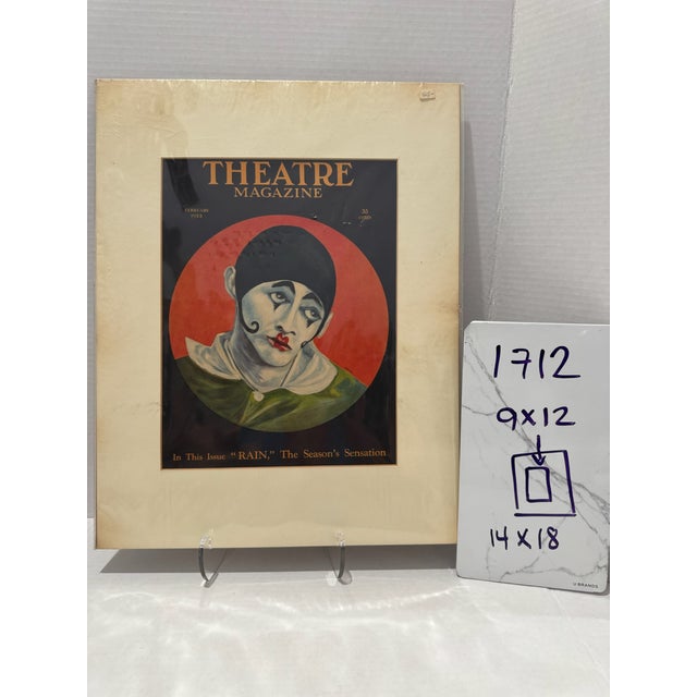Paper 1923 Original Theatre Magazine Cover, February, E. Glass Art Deco, Matted For Sale - Image 7 of 7