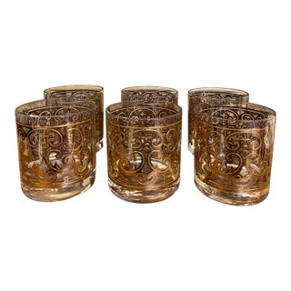 1970s Mid-Century Georges Briard Gold-Toned Lowball Glasses - Set of 6 For Sale
