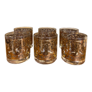 1970s Mid-Century Georges Briard Gold-Toned Lowball Glasses - Set of 6