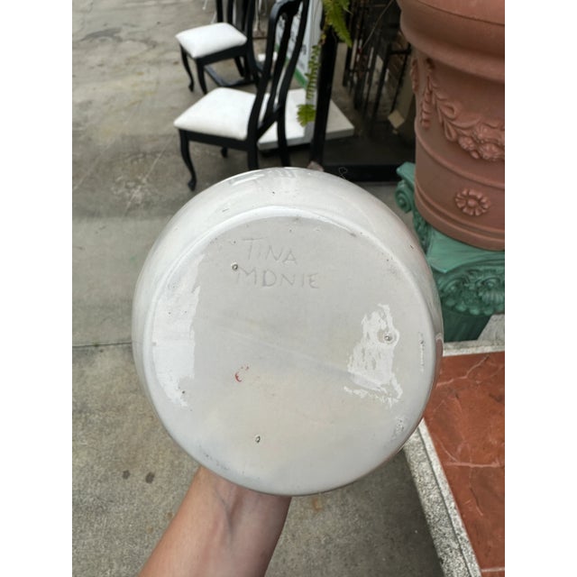 White 1970s Ceramic Painted Floral Jar With Lid For Sale - Image 8 of 8