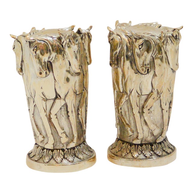 Vintage British Britannia Standard .958 Silver Horse Figural Salt & Pepper Shakers For Sale