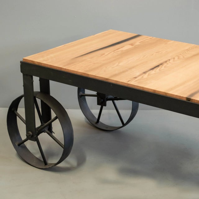 Black Jim Guerin Custom Factory Cart Style Coffee Table For Sale - Image 8 of 8