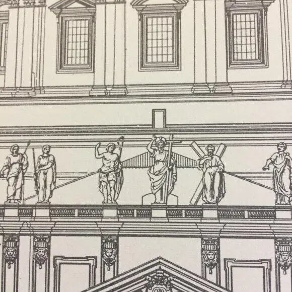 Vintage 90s Architecture Rendering Poster St Peters Rome Basilica Di San Pietro Made in Germany For Sale - Image 10 of 11