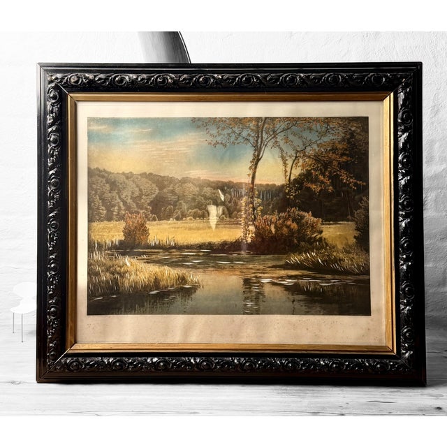 Paint Paul Vorgang, Large German Landscape Heliogravure, 1960s, Paint For Sale - Image 7 of 7