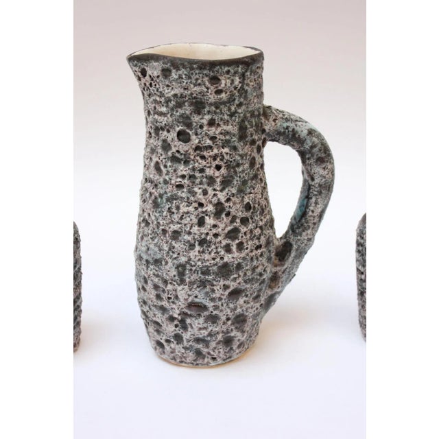 Mid-Century Modern French Moderne Annecy Fat Lava Glaze Ceramic Drink Serving Set For Sale - Image 3 of 13
