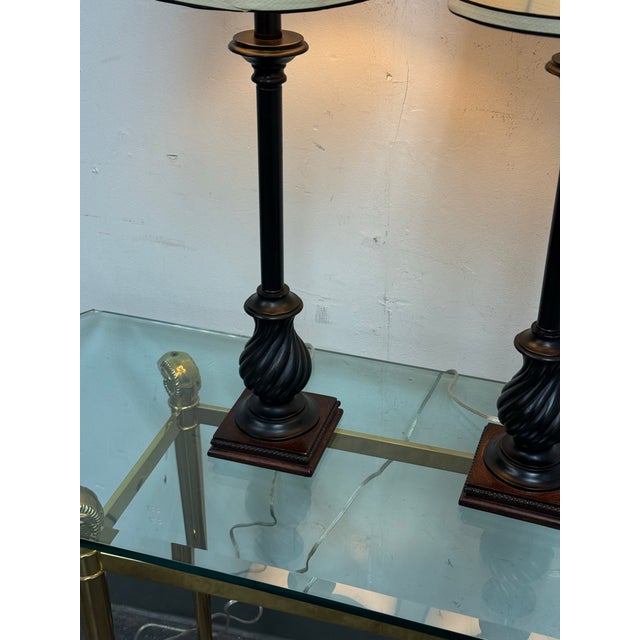 Late 20th Century Neoclassical Laurel Column Table Lamps, Pair For Sale - Image 12 of 12