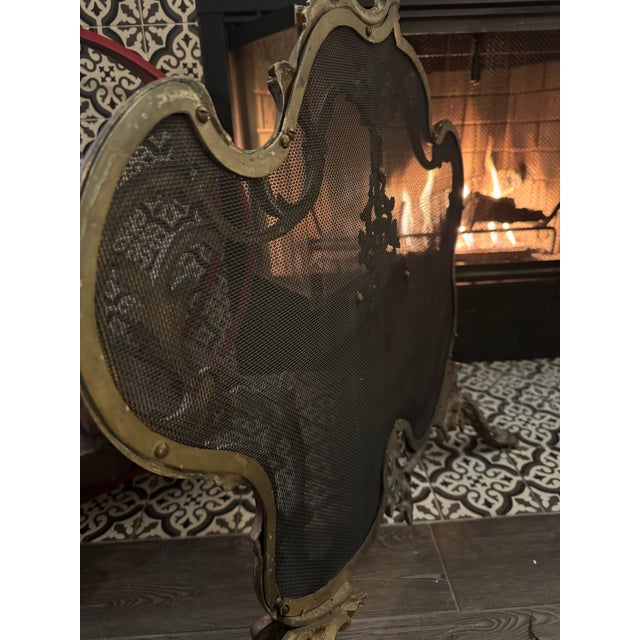 Antique 19th-Century French Louis XV Style Brass (Bronze) Fireplace Screen For Sale - Image 11 of 12