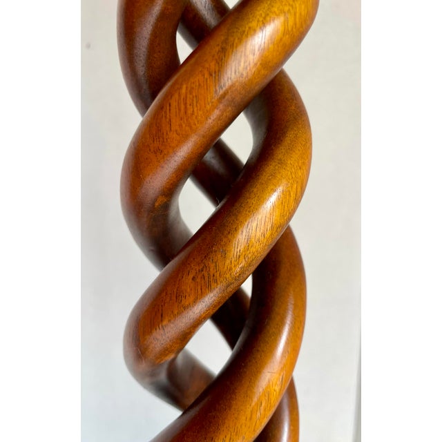 Wood Pair of Theodore Alexander Barley Twist Extra Tall Wood Candlestick Holders For Sale - Image 7 of 9