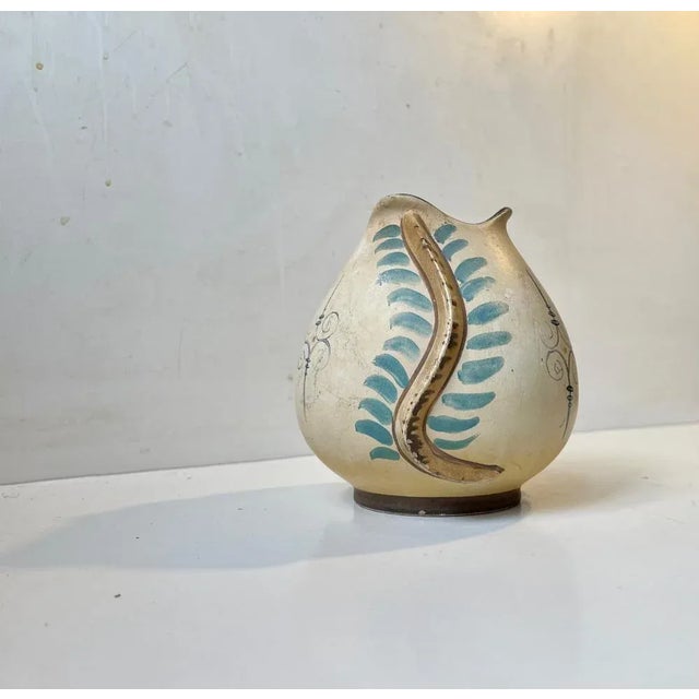 Art Deco Hand-Painted Knabstrup Earthenware Vase with Worms, 1930s For Sale - Image 6 of 7