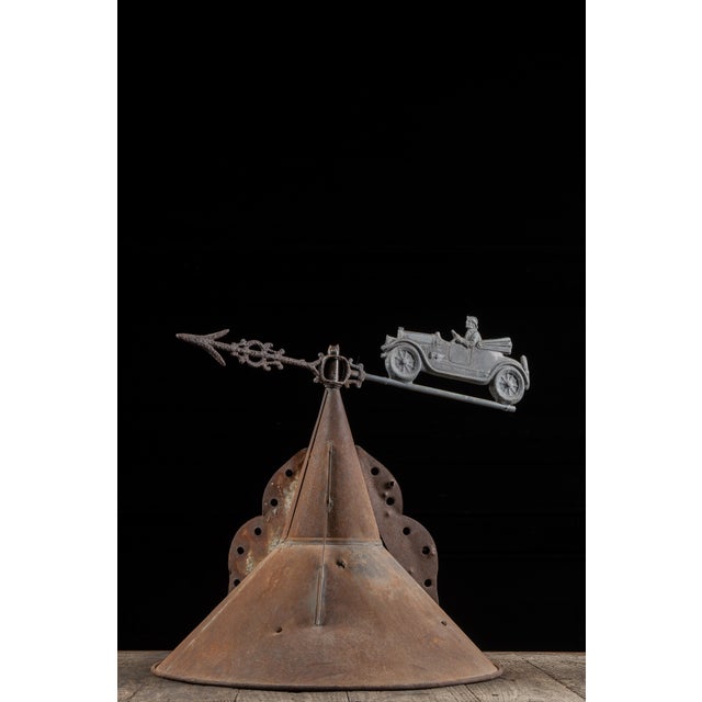 Early 20th Century Sheet Metal Cupola With Automobile Weathervane For Sale - Image 4 of 15