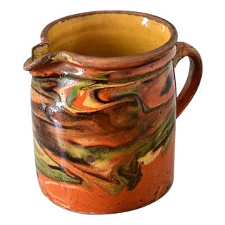 French 19th Century Marbled Glaze Pitcher For Sale