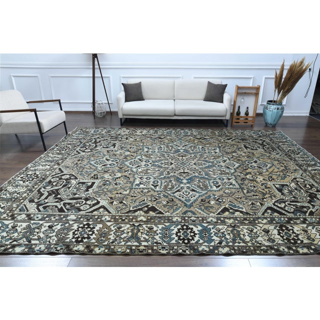 Coffee 1970s Vintage Persian Handmade Wool Cotton Brown Area Rug For Sale - Image 8 of 11