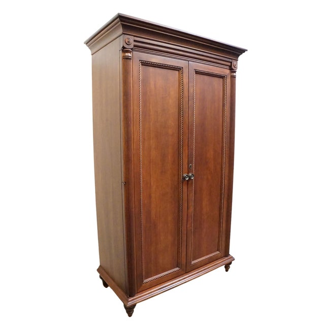 Contemporary Durham Furniture Saville Row Collection Solid Cherry Early American 46" Clothing Storage Armoire 980-160 For Sale - Image 3 of 14