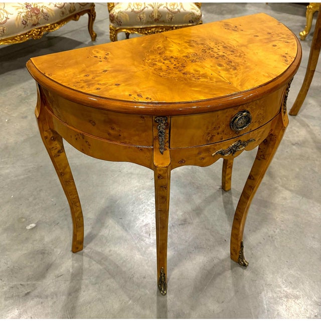 Chocolate Bedside Table Marquetry French Side Table With a Drawer Louis XV Style For Sale - Image 8 of 10
