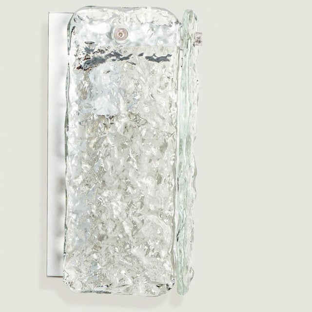 Textured Clear Glass Wall Sconce, 1960 For Sale - Image 3 of 17