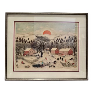 Mid 20th Century Cuca Romley Winter Solstice Hand Colored Etching Signed Limited Edition Framed For Sale