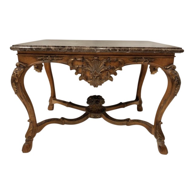 20th-C. Maitland-Smith French Louis XV Style Marble Top Fruitwood Center / Side Table For Sale - Image 10 of 11