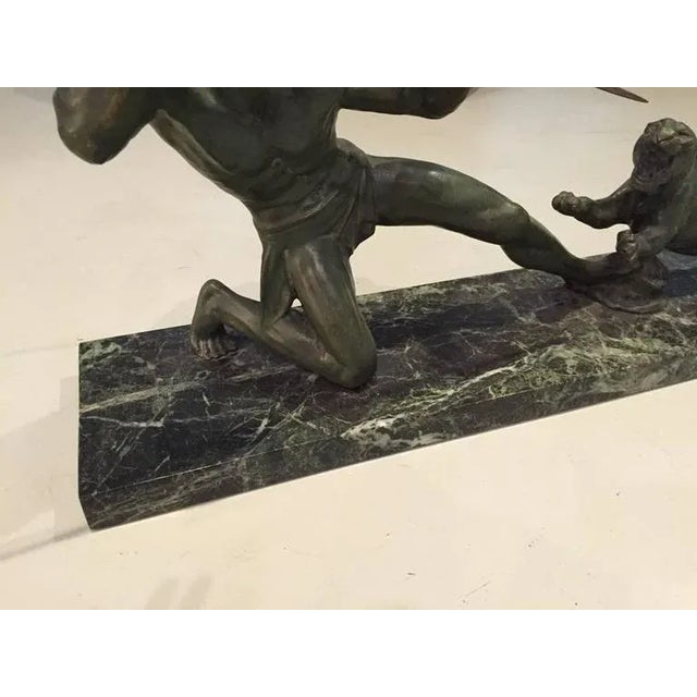 Signed French Art Deco Hunter and Tiger Sculpture For Sale - Image 4 of 10