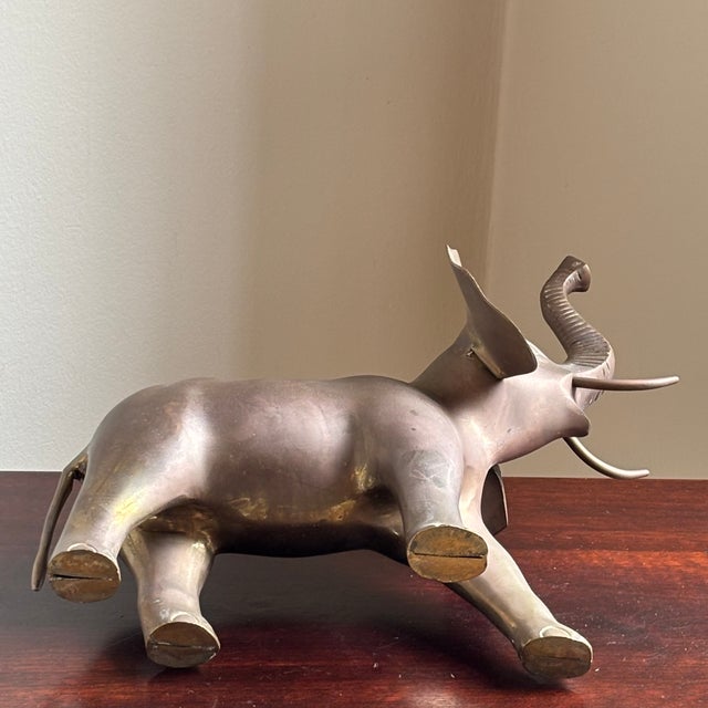 Large Mid-20th Century Brass Elephant Sculpture For Sale - Image 14 of 16