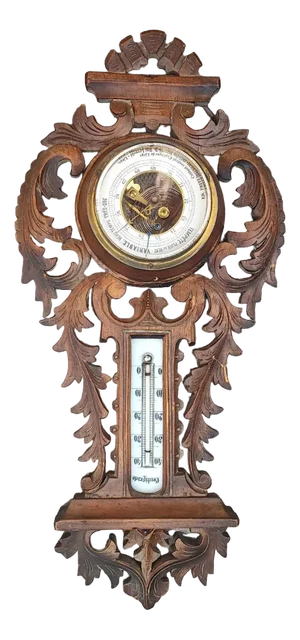Wooden Barometer & Thermometer, 1890s