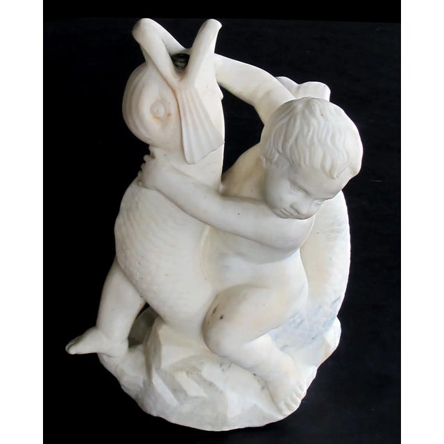 Late 19th Century Carved Italian Rococo Revival Carrara Marble Niche Fountain For Sale - Image 5 of 10