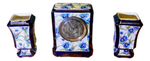 French Porcelain Clock Set, 1890s, Set of 3