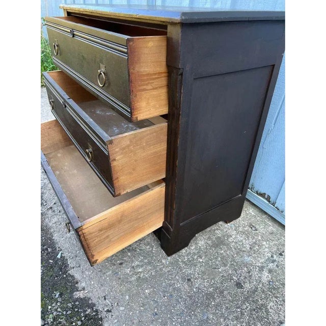 Brown 19th Century Antique Primitive Style 3 Drawer Walnut Dresser With Brass Pulls For Sale - Image 8 of 11