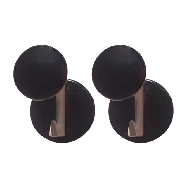 Coat Hooks with Straps in Black and White, 1970s, Set of 2 For Sale