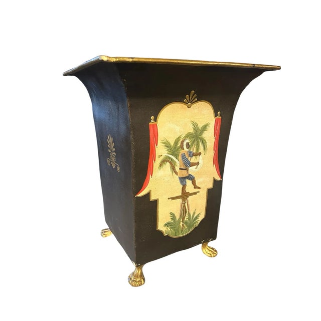 Vintage Painted Monkey Waste Bin For Sale In Boston - Image 6 of 12