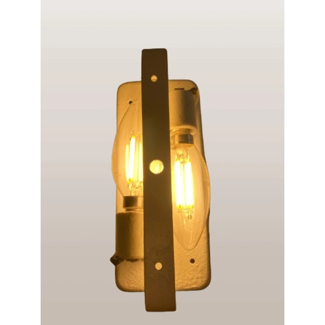 Transparent Frosted Glass Sconces Attributed to Kaiser Leuchten, Germany, 1960s, Set of 3 For Sale - Image 8 of 11