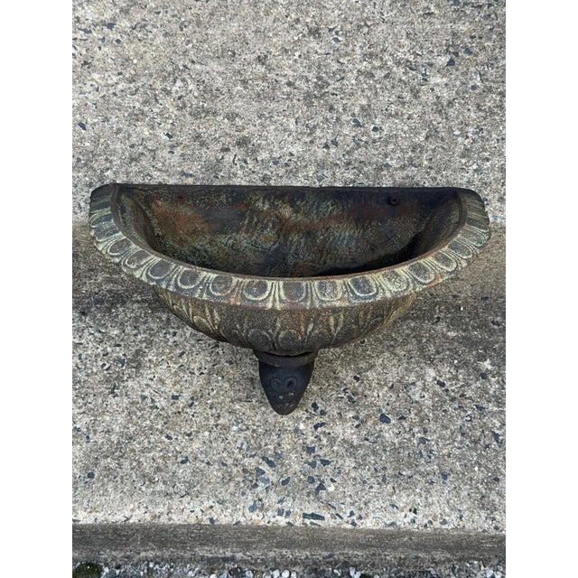Neoclassical :ate 20th Century Neoclassical Style Cast Iron Wall Fountain Bowl Urn Lavabo Garden Planter Pot For Sale - Image 3 of 14