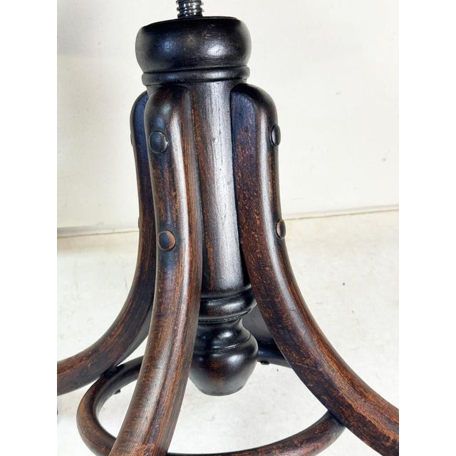Art Deco Adjustable Piano Stool from Fischel, Former Czechoslovakia, 1920s For Sale - Image 4 of 7