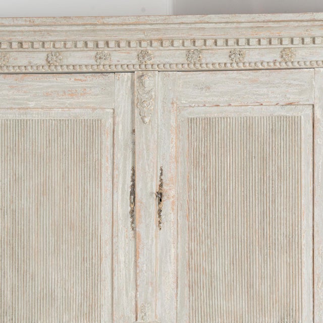 Large 19th Century Swedish Gray Gustavian Pine Corner Cabinet For Sale - Image 4 of 14