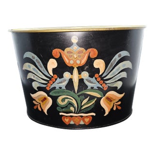 Vintage Tole-Painted Metal Container For Sale