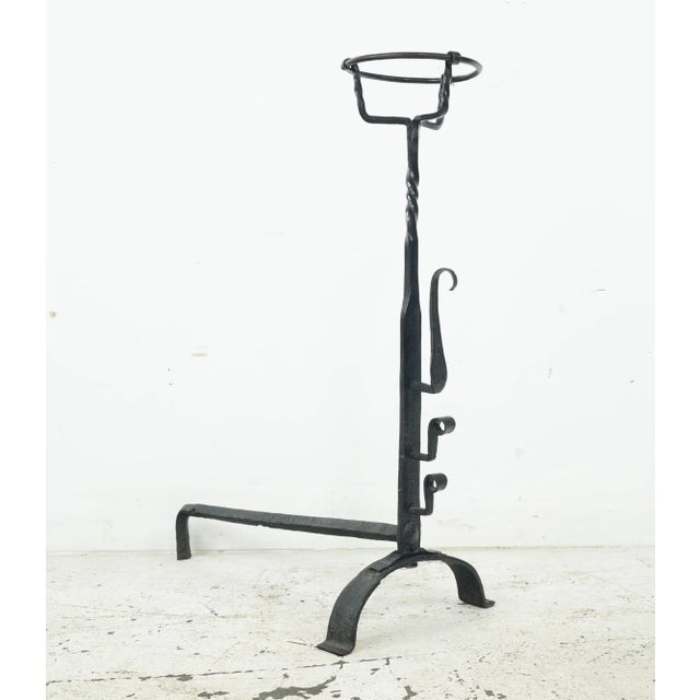 Late 18th Century Pair of 18th Century Basket Top Wrought Iron Andirons For Sale - Image 5 of 12