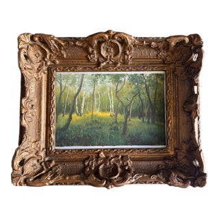 2025 Gouache Forest Light in Antique French Frame For Sale